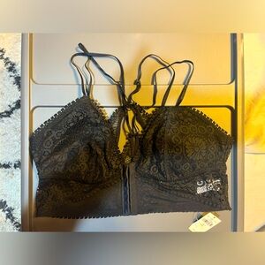 Aerie Black Lace Strappy Back Bralette